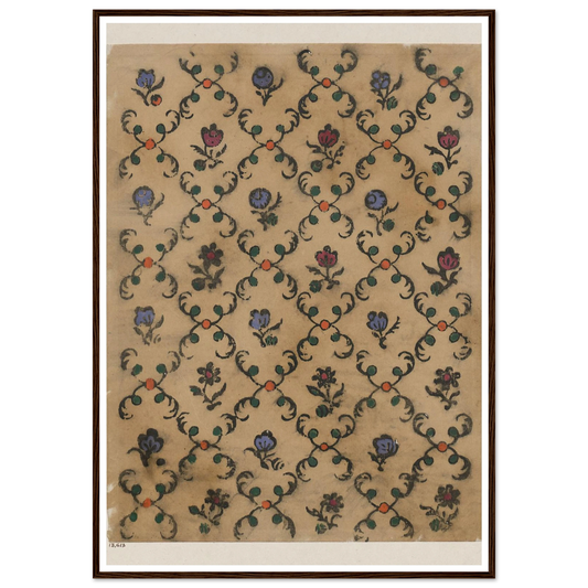 Handkolorierter Holzschnitt (Rautendekor) (1900 - 1913) Art Print | Maria von Uchatius - Framed Poster - 30x40 cm / 12x16″ - Black frame