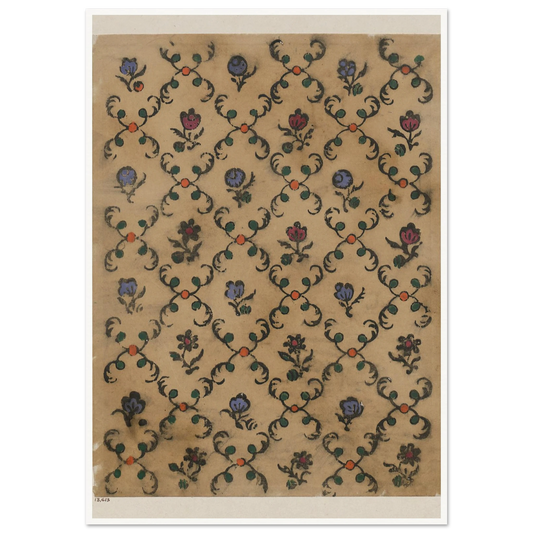Handkolorierter Holzschnitt (Rautendekor) (1900 - 1913) Art Print | Maria von Uchatius - Framed Poster - 30x40 cm / 12x16″ - Black frame