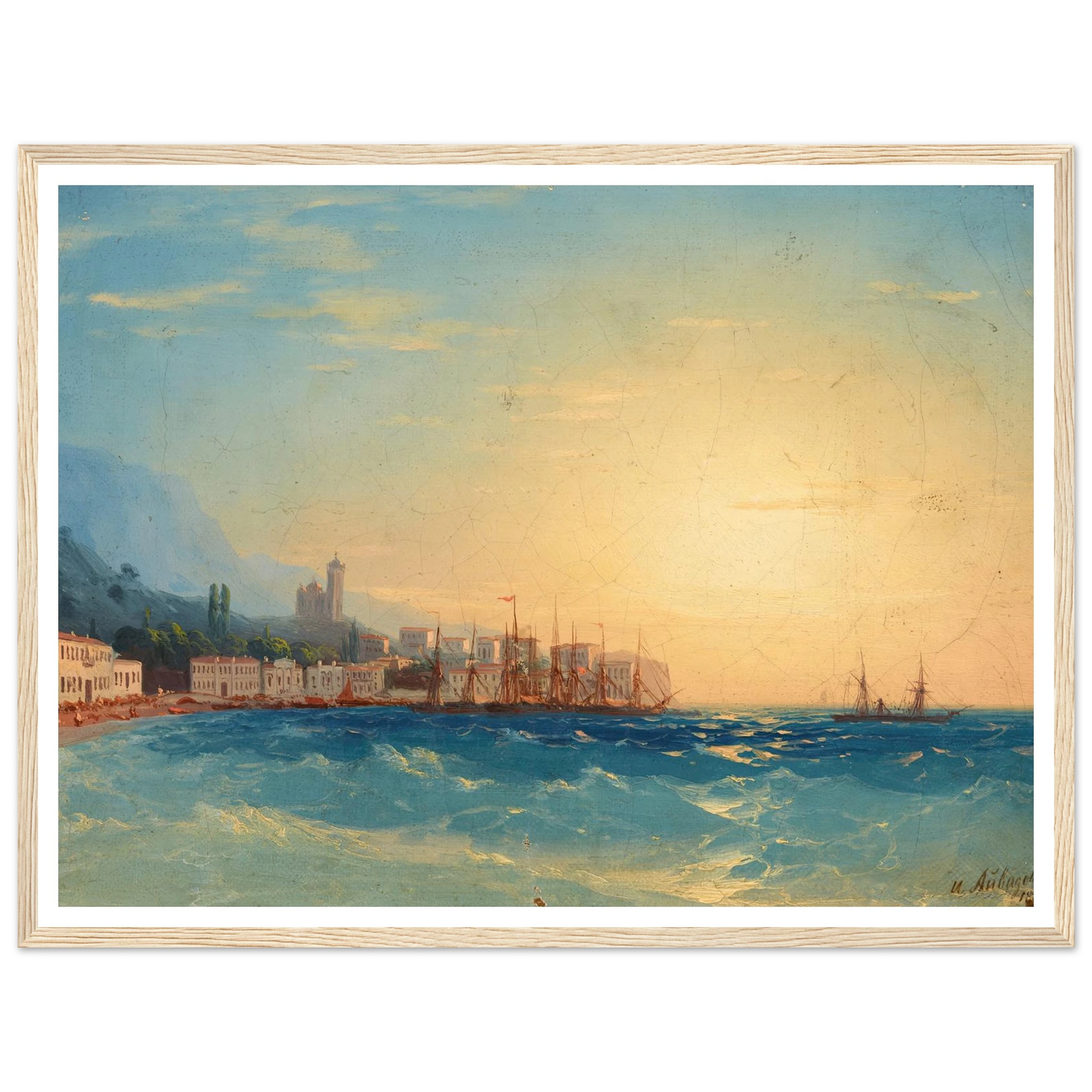 Harbor with Ships (1858) Art Print | Ivan Konstantinovich Aivazovsky - Framed Poster - 30x40 cm / 12x16″ - Black frame