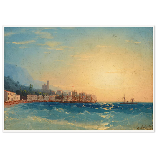 Harbor with Ships (1858) Art Print | Ivan Konstantinovich Aivazovsky - Framed Poster - 30x40 cm / 12x16″ - Black frame