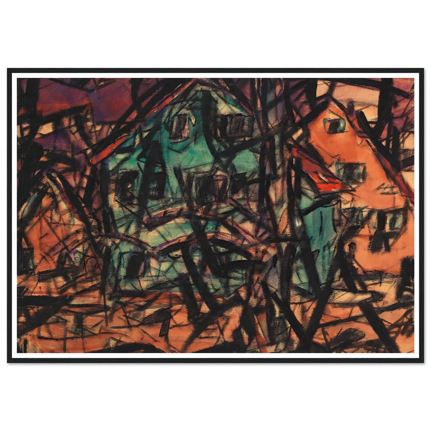 Häuser (1919) Art Print | Christian Rohlfs - Framed Poster - 30x40 cm / 12x16″ - Black frame