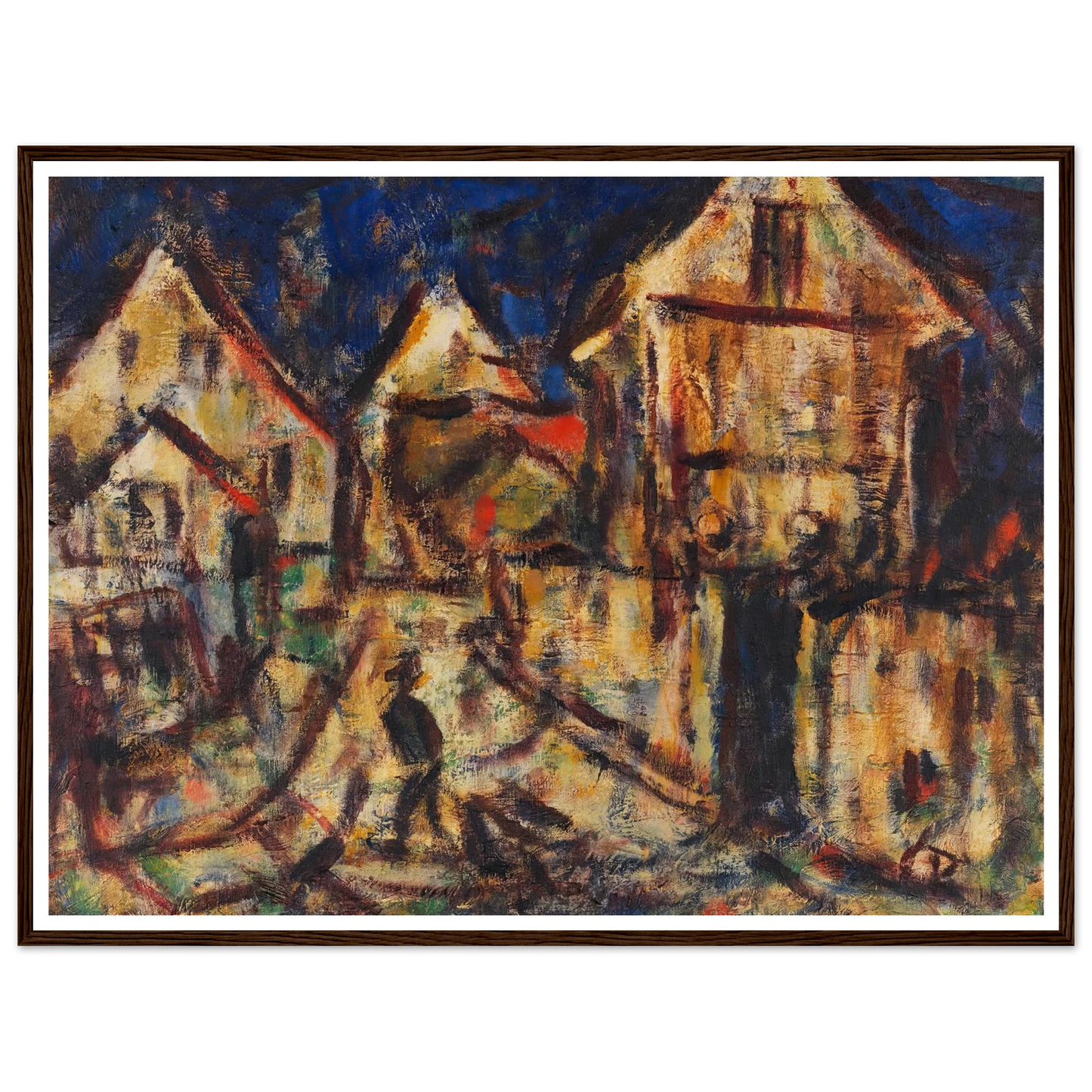 Häuser in Soest (1918) Art Print | Christian Rohlfs - Framed Poster - 30x40 cm / 12x16″ - Black frame