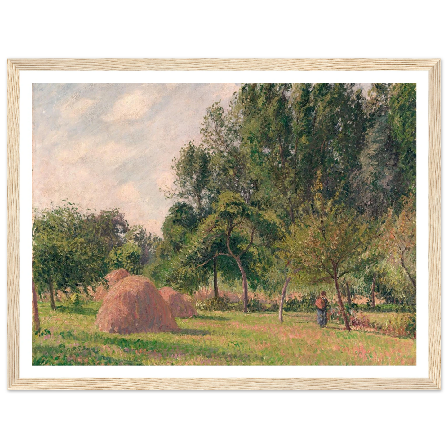 Haystacks, Morning, Éragny (1899) Art Print | Camille Pissarro - Framed Poster - 30x40 cm / 12x16″ - Black frame