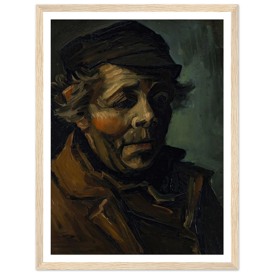 Head Of A Peasant (1884) Art Print | Vincent van Gogh - Framed Poster - 30x40 cm / 12x16″ - Black frame