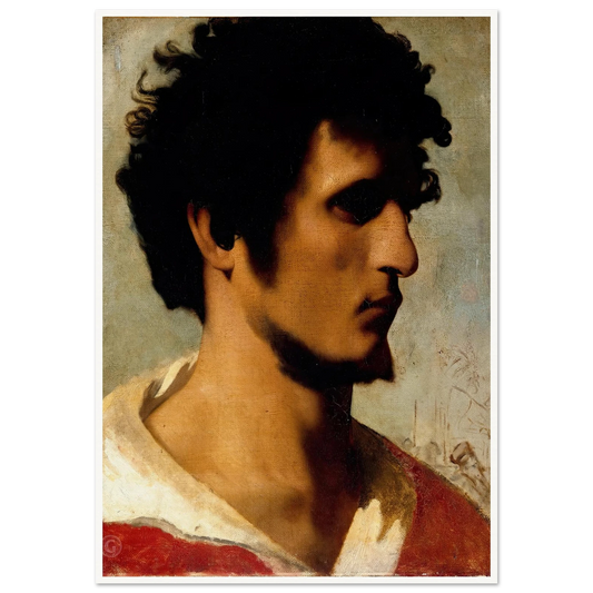 Head of a Peasant from the Roman Countryside (1844) Art Print | Jean Leon Gerome - Framed Poster - 30x40 cm / 12x16″ - Black frame