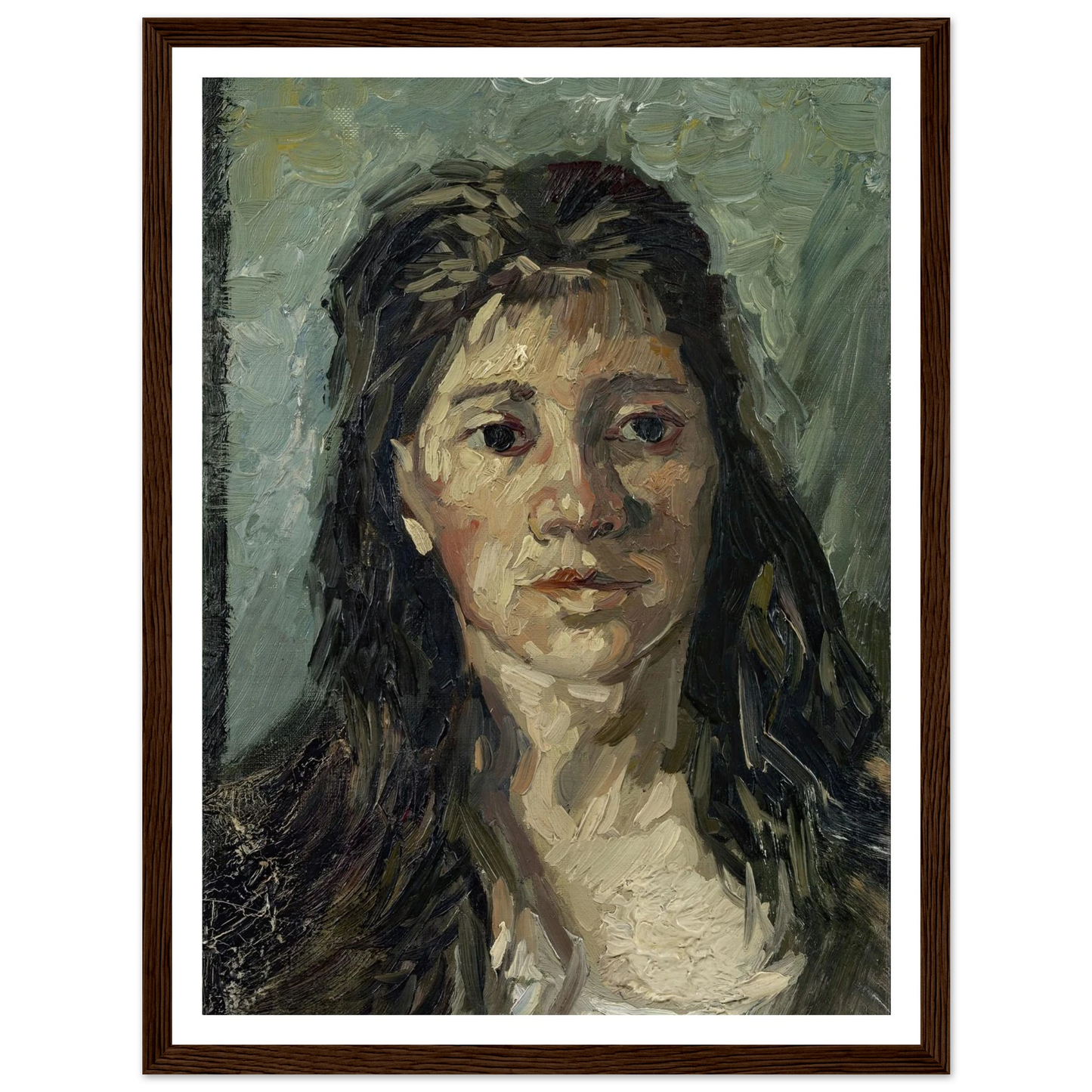 Head Of A Prostitute Art Print | Vincent van Gogh - Framed Poster - 30x40 cm / 12x16″ - Black frame
