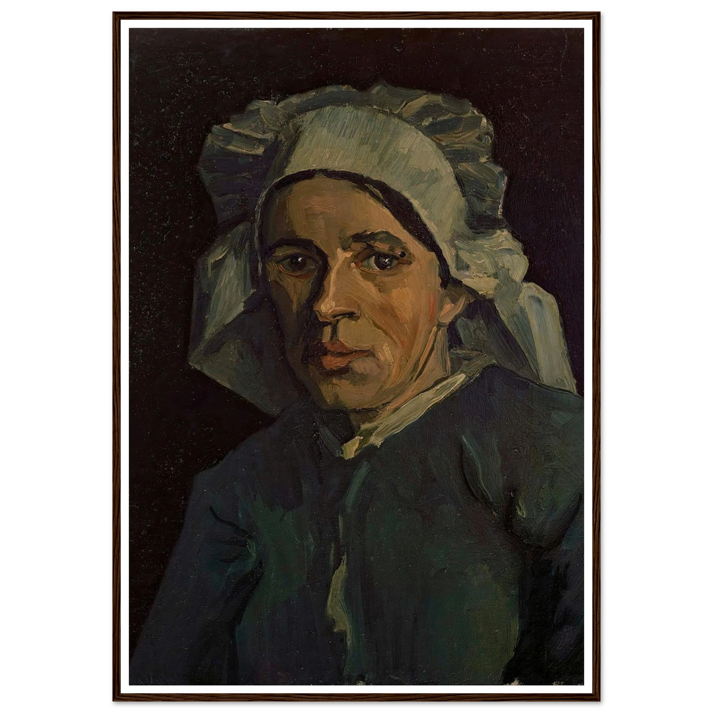 Head Of A Woman 2 Art Print | Vincent van Gogh - Framed Poster - 30x40 cm / 12x16″ - Black frame