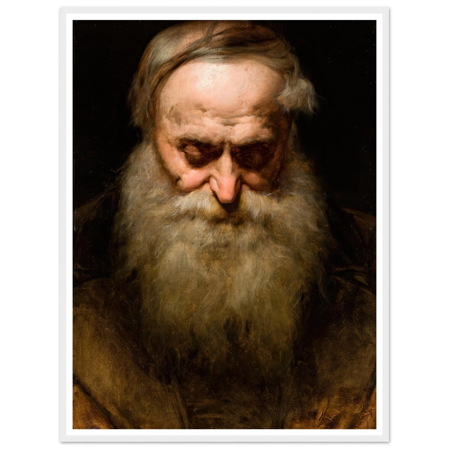 Head of an Old Man with a Grey Beard (1858) Art Print | Jan Matejko - Framed Poster - 30x40 cm / 12x16″ - Black frame