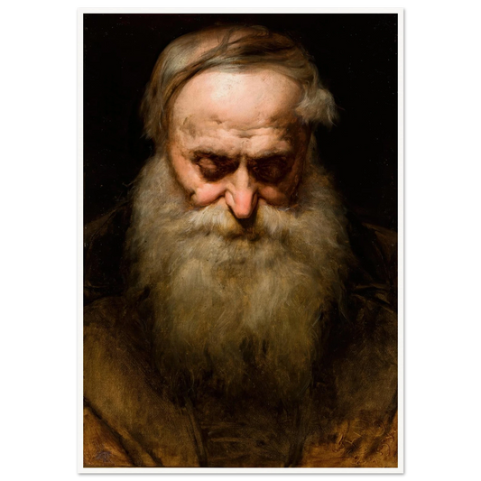 Head of an Old Man with a Grey Beard (1858) Art Print | Jan Matejko - Framed Poster - 30x40 cm / 12x16″ - Black frame