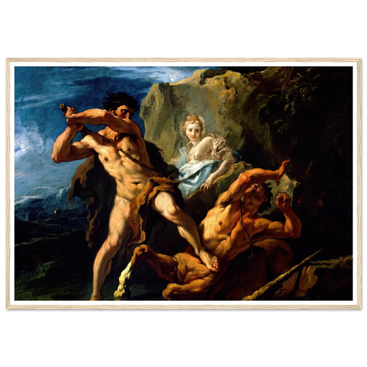 Hercules Killing the Centaur Nessus Art Print | Sebastiano Ricci - Framed Poster - 30x40 cm / 12x16″ - Black frame