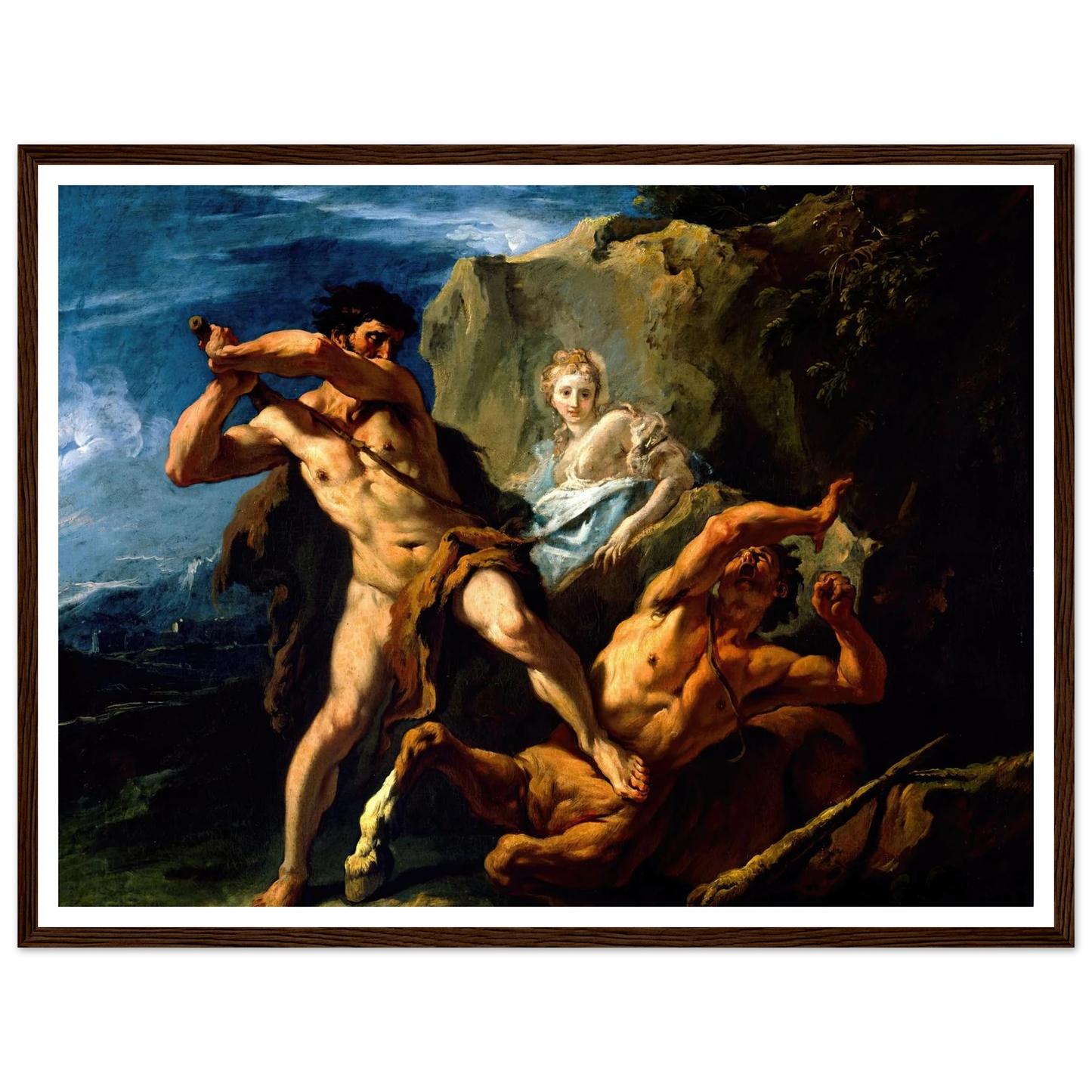 Hercules Killing the Centaur Nessus Art Print | Sebastiano Ricci - Framed Poster - 30x40 cm / 12x16″ - Black frame