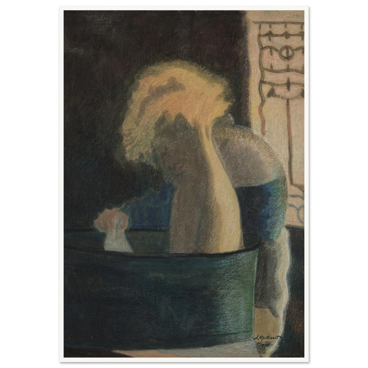 Het bad (1917) Art Print | Leon Spilliaert - Framed Poster - 30x40 cm / 12x16″ - Black frame