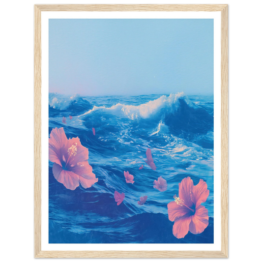 Hibiscus on the Swell - Framed Poster - 30x40 cm / 12x16″ - Black frame