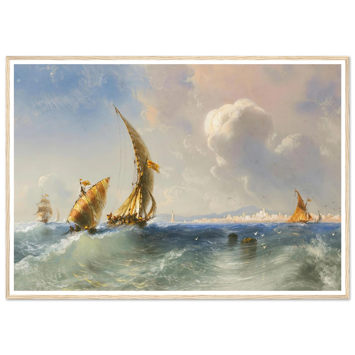 High Seas Near Alicante Art Print | Carlo Bossoli - Framed Poster - 30x40 cm / 12x16″ - Black frame