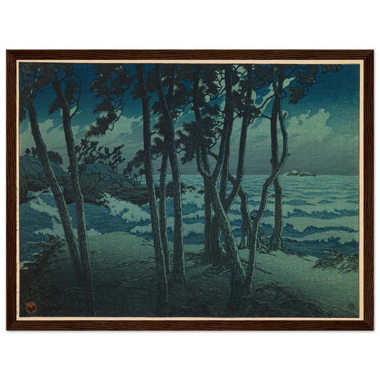 Hinomisaki, Izumo, from the series ‘Souvenirs of Travels, Third Series’ (1924) Art Print | Kawase Hasui - Framed Poster - 30x40 cm / 12x16″ - Black frame