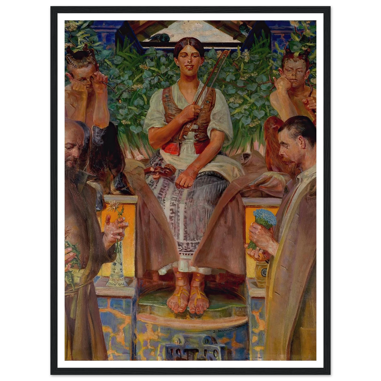 Homage to art and the muse (1910) Art Print | Jacek Malczewski - Framed Poster - 30x40 cm / 12x16″ - Black frame