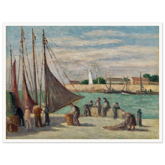 Honfleur, Sur le Quai Art Print | Maximilien Luce - Framed Poster - 30x40 cm / 12x16″ - Black frame
