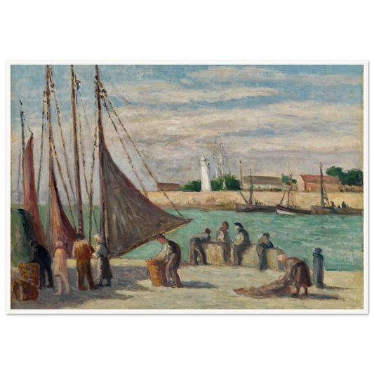Honfleur, Sur le Quai Art Print | Maximilien Luce - Framed Poster - 30x40 cm / 12x16″ - Black frame