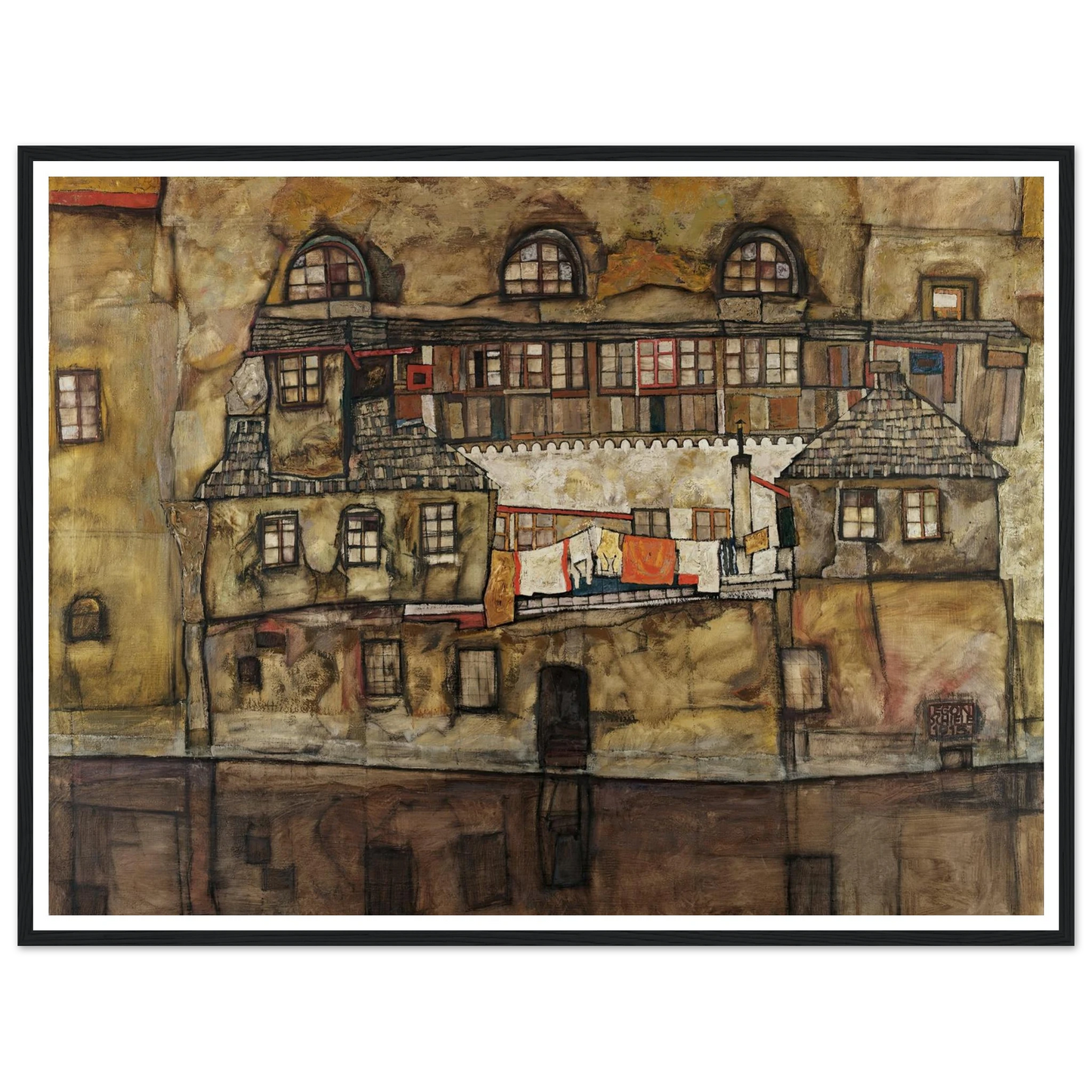 House Wall on the River (1915) Art Print | Egon Schiele - Framed Poster - 30x40 cm / 12x16″ - Black frame
