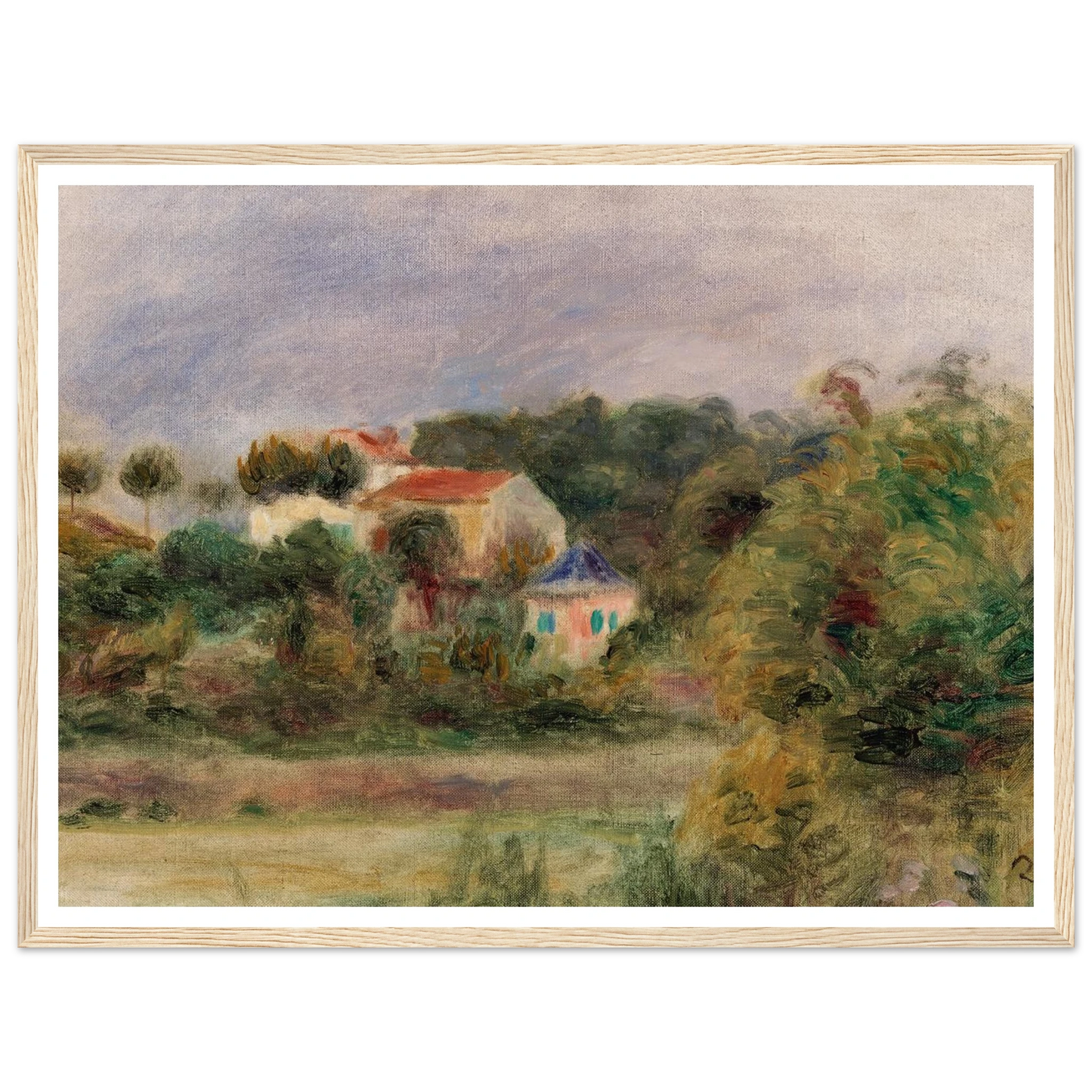 Houses in a Park (Maisons dans un parc) (c. 1911) Art Print | Pierre Auguste Renoir - Framed Poster - 30x40 cm / 12x16″ - Black frame