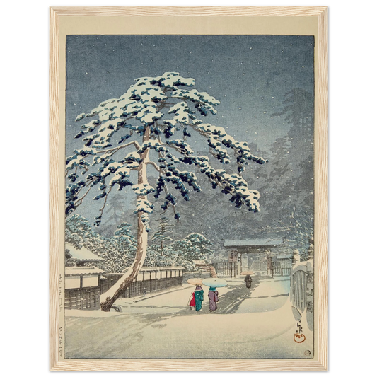 Ikegami Honmonji (Honmon Temple, Ikegami) (1931) Art Print | Kawase Hasui - Framed Poster - 30x40 cm / 12x16″ - Black frame