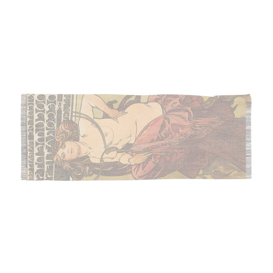 Illustration of Draped Woman | Alphonse Mucha Scarf – Art Nouveau Scarf - - 27" × 71'' -