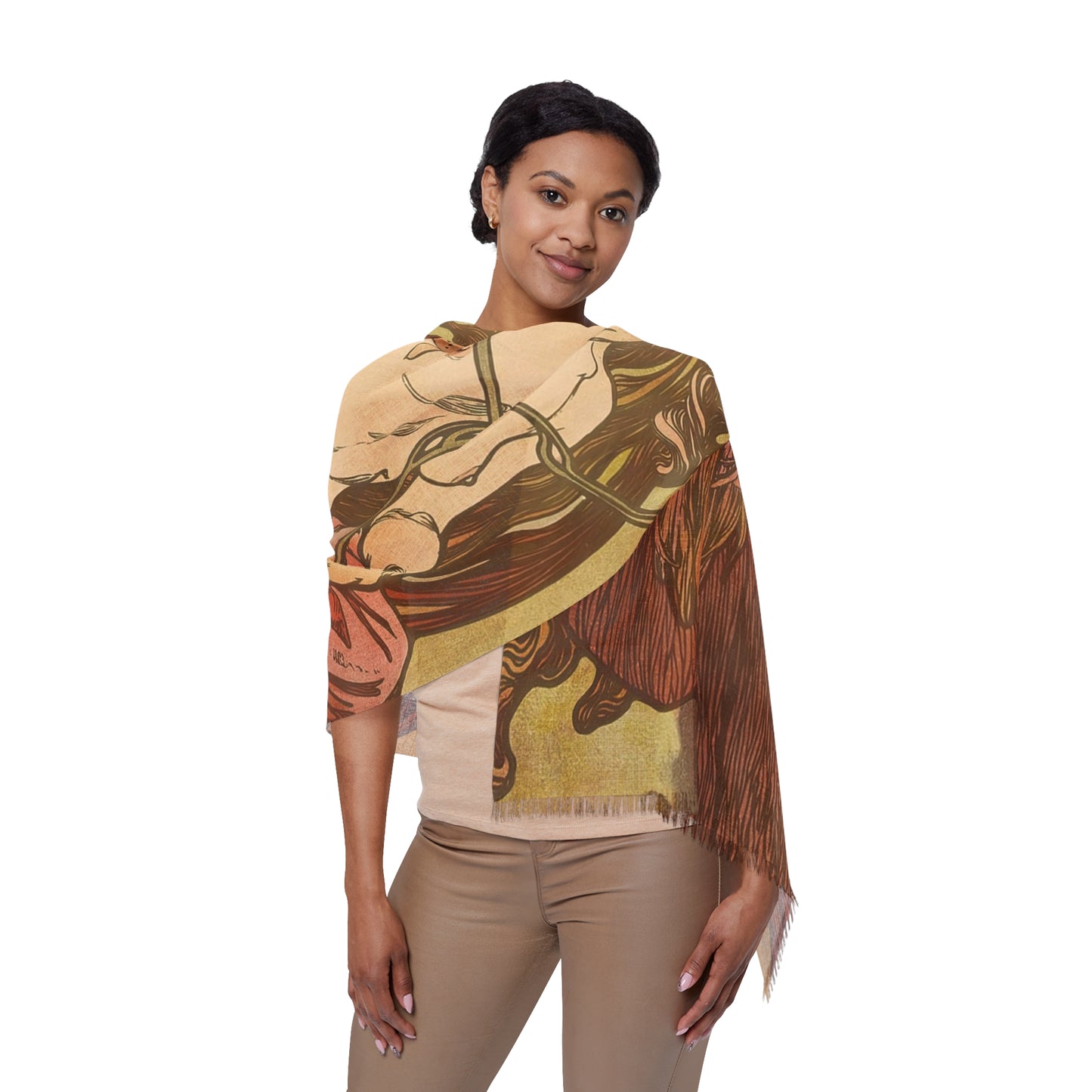 Illustration of Draped Woman | Alphonse Mucha Scarf – Art Nouveau Scarf - - 27" × 71'' -