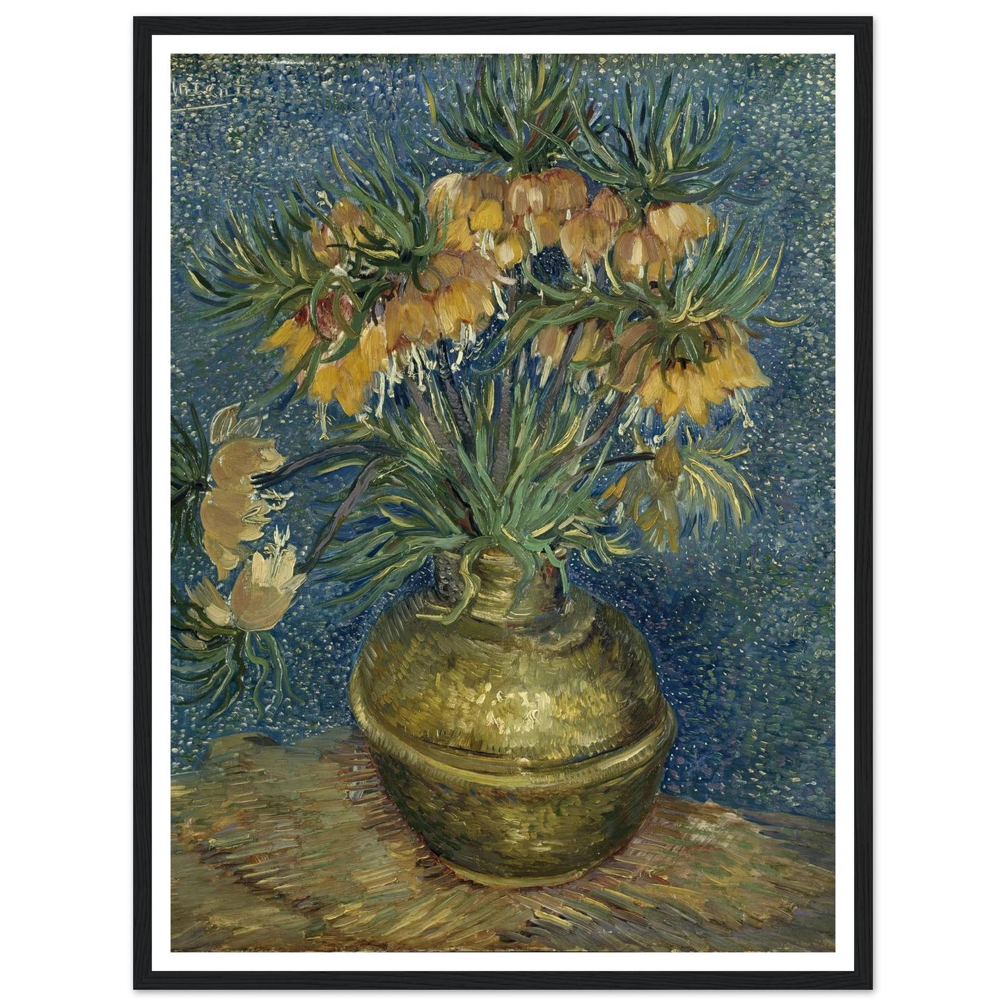 Imperial Fritillaries in a Copper Vase (1887) Art Print | Vincent van Gogh - Framed Poster - 30x40 cm / 12x16″ - Black frame