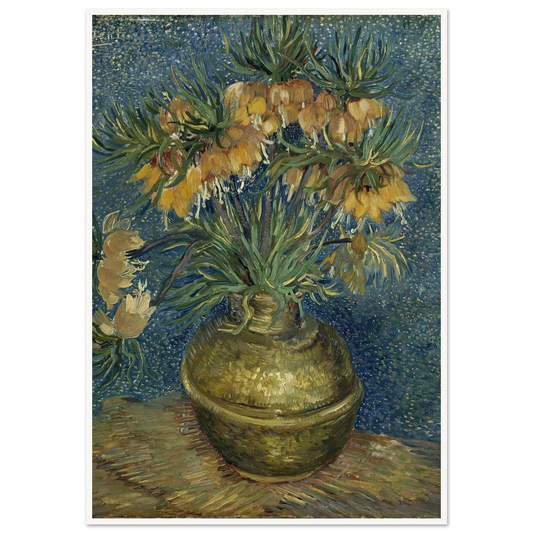 Imperial Fritillaries in a Copper Vase (1887) Art Print | Vincent van Gogh - Framed Poster - 30x40 cm / 12x16″ - Black frame