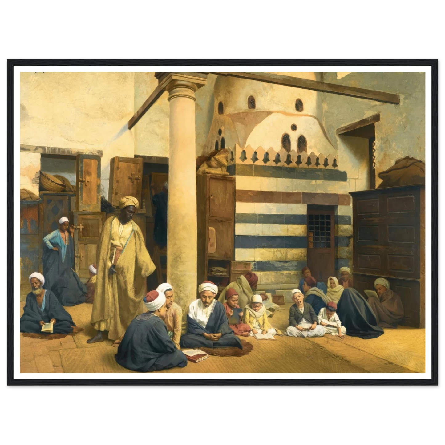 In the Madrasa (1890) Art Print | Ludwig Deutsch - Framed Poster - 30x40 cm / 12x16″ - Black frame