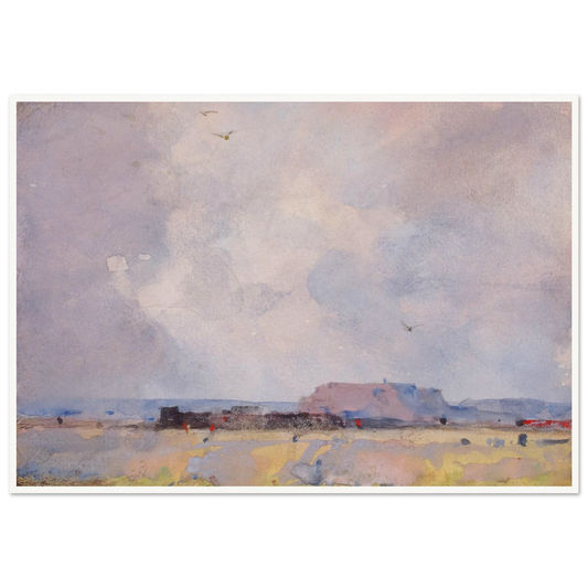 In The Plateau Country, With An Inhabited Pueblo (1929) Art Print | William Henry Holmes - Framed Poster - 30x40 cm / 12x16″ - Black frame