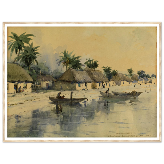 Indian Village, Cozumel Island, Yucatan Art Print | William Henry Holmes - Framed Poster - 30x40 cm / 12x16″ - Black frame