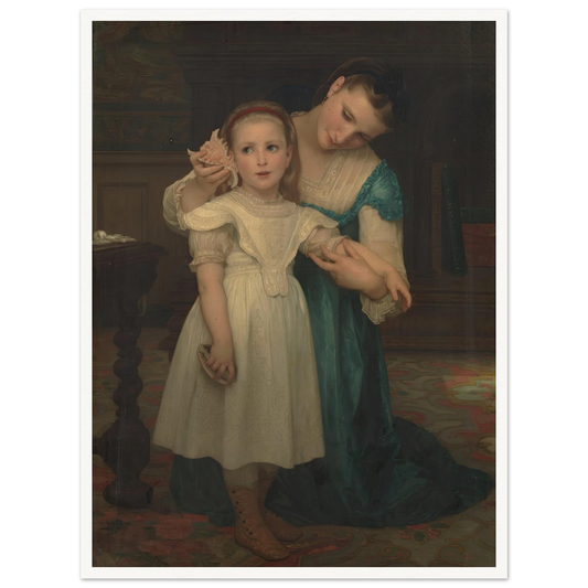 Indoors (1840-1905) Art Print | William Bouguereau - Framed Poster - 30x40 cm / 12x16″ - Black frame