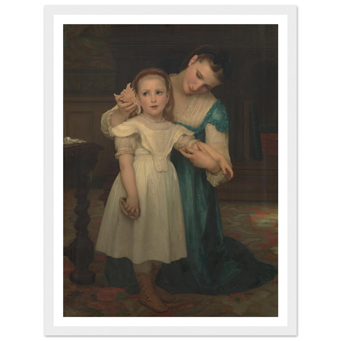 Indoors (1840-1905) Art Print | William Bouguereau - Framed Poster - 30x40 cm / 12x16″ - Black frame
