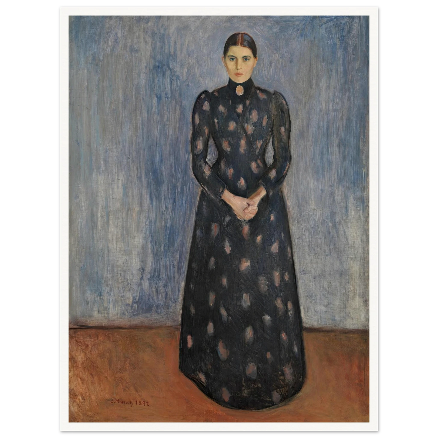 Inger in Black and Violet (1892) Art Print | Edvard Munch - Framed Poster - 30x40 cm / 12x16″ - Black frame