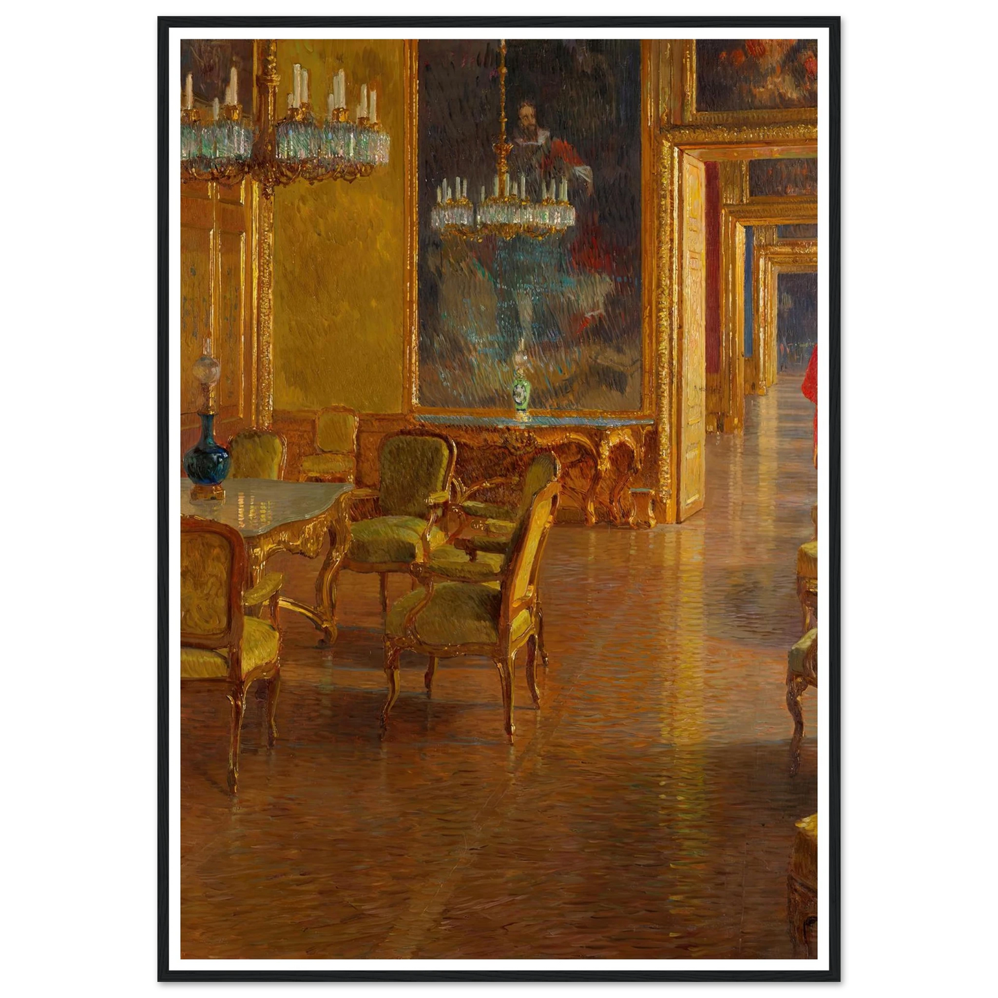 Interieur im Winterpalais des Prinzen Eugen von Savoyen in der Himmelpfortgasse (1907-1908) Art Print | Carl Moll - Framed Poster - 30x40 cm / 12x16″ - Black frame