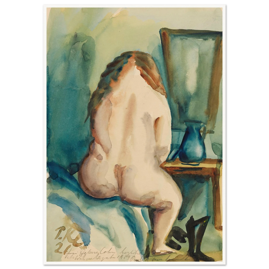 Interieur mit weiblichem Rückenakt (1921) Art Print | Paul Kleinschmidt - Framed Poster - 30x40 cm / 12x16″ - Black frame