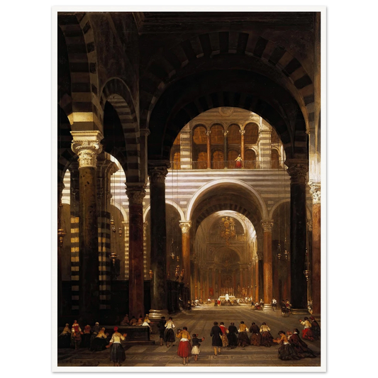 Interior of the Cathedral, Pisa. (1859) Art Print | David Roberts - Framed Poster - 30x40 cm / 12x16″ - Black frame