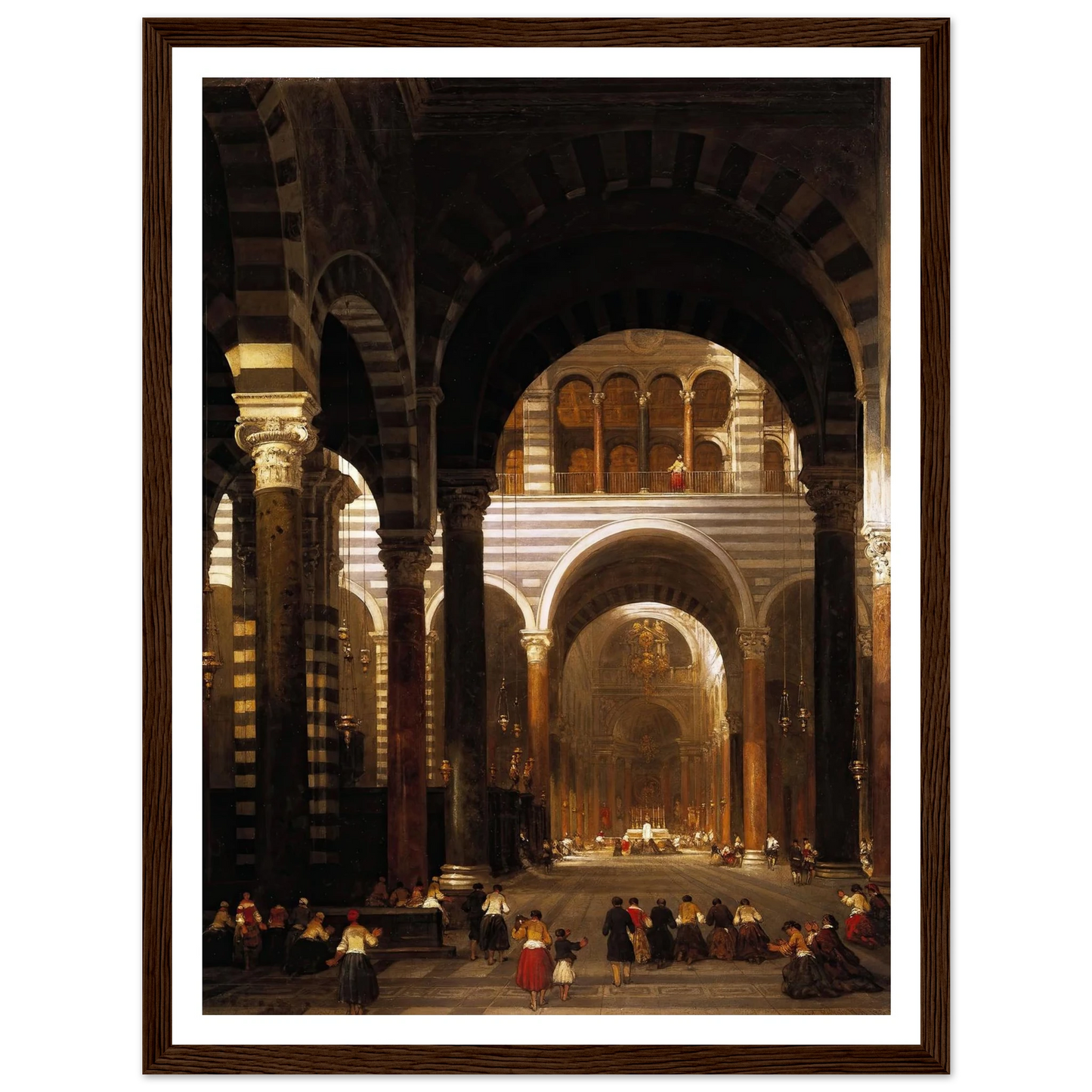 Interior of the Cathedral, Pisa. (1859) Art Print | David Roberts - Framed Poster - 30x40 cm / 12x16″ - Black frame