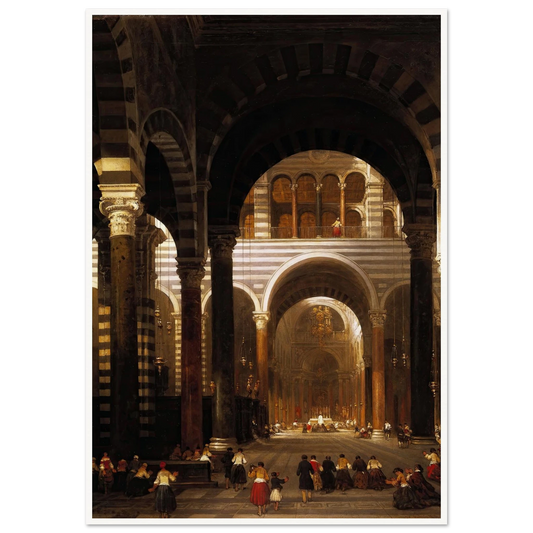 Interior of the Cathedral, Pisa. (1859) Art Print | David Roberts - Framed Poster - 30x40 cm / 12x16″ - Black frame