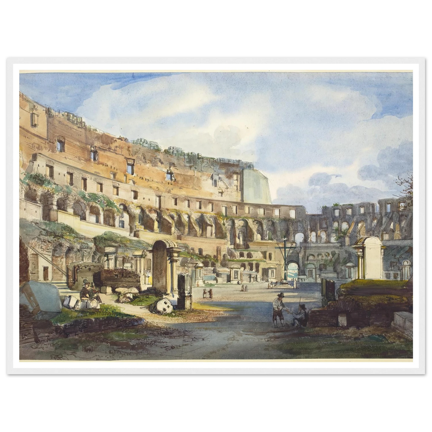 Interior of the Colosseum Art Print | Ippolito Caffi - Framed Poster - 30x40 cm / 12x16″ - Black frame