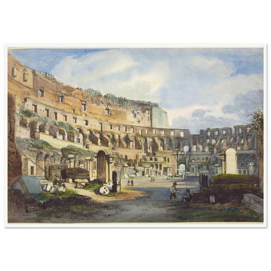 Interior of the Colosseum Art Print | Ippolito Caffi - Framed Poster - 30x40 cm / 12x16″ - Black frame