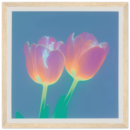 Iridescent Tulips - Framed Poster - 30x30 cm / 12x12″ - Black frame