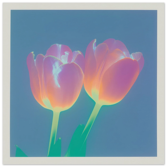 Iridescent Tulips - Framed Poster - 30x30 cm / 12x12″ - Black frame