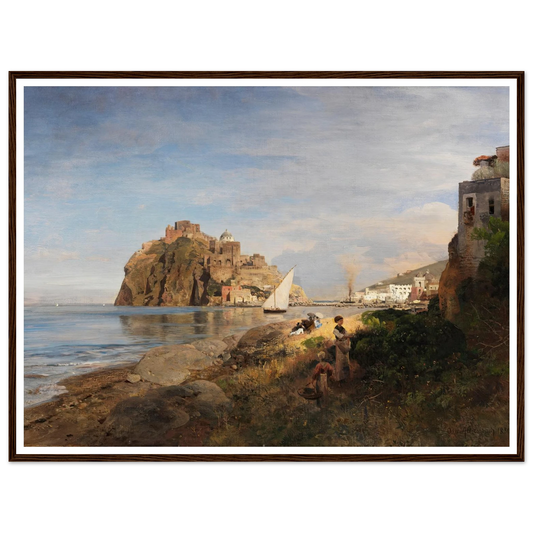 Ischia mit Blick auf das Castello Aragonese (1880) Art Print | Oswald Achenbach - Framed Poster - 30x40 cm / 12x16″ - Black frame