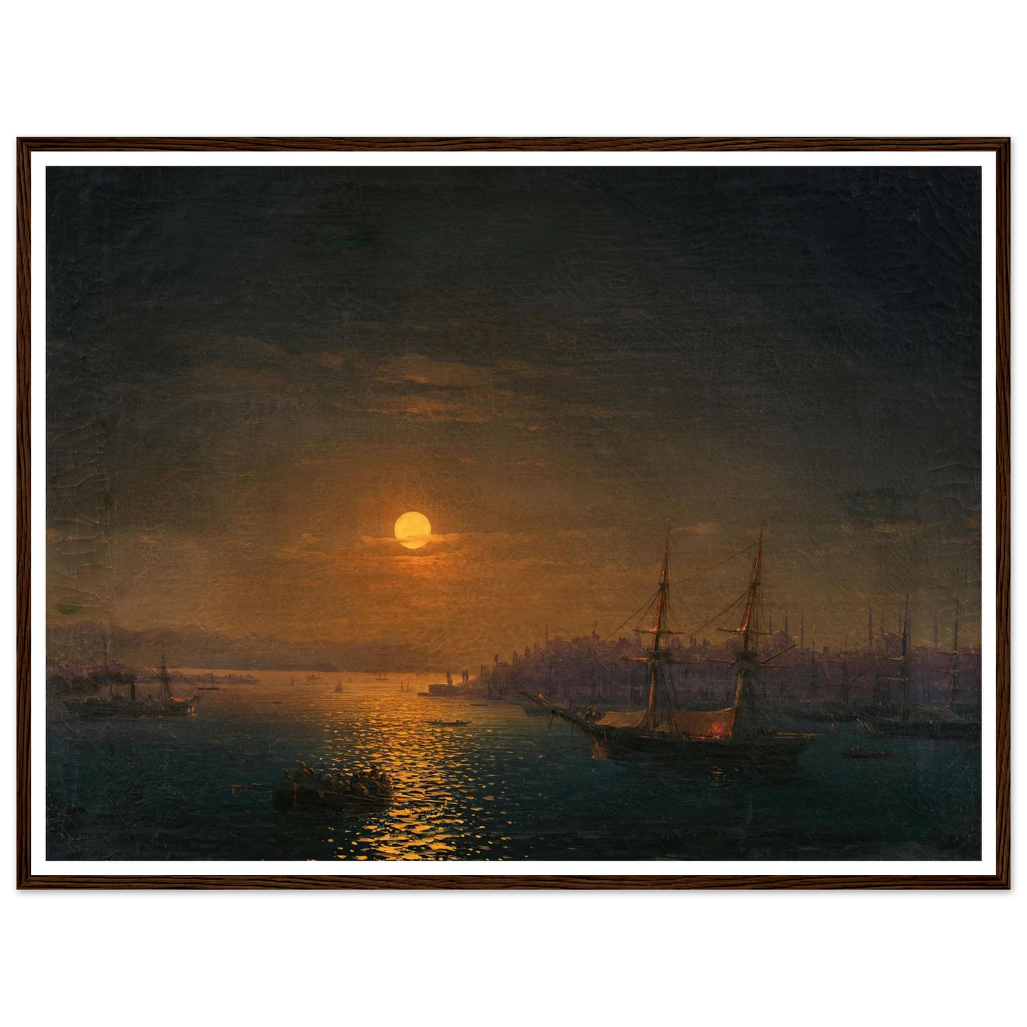 Istanbul; The Golden Horn in the moonlight (1868) Art Print | Ivan Konstantinovich Aivazovsky - Framed Poster - 30x40 cm / 12x16″ - Black frame