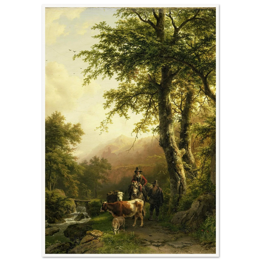 Italian Landscape (1848) Art Print | Barend Cornelis Koekkoek - Framed Poster - 30x40 cm / 12x16″ - Black frame