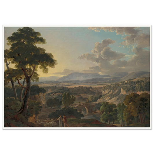 Italian Landscape with Shepherds Art Print | Peter Birmann - Framed Poster - 30x40 cm / 12x16″ - Black frame