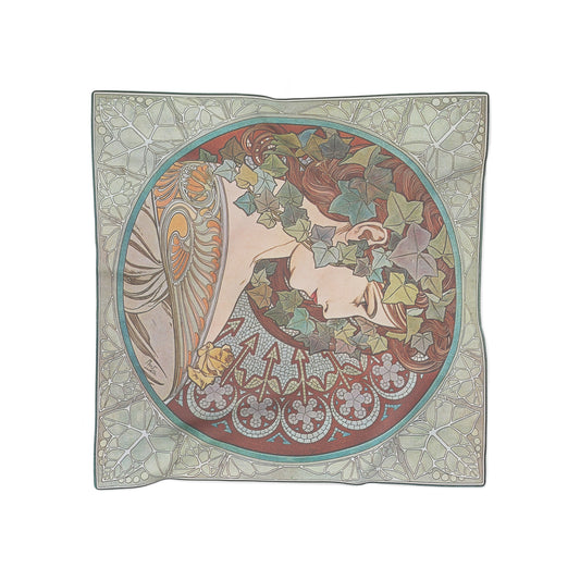 Ivy | Alphonse Mucha Scarf – Art Nouveau Scarf - 25" × 25" - Poly chiffon -