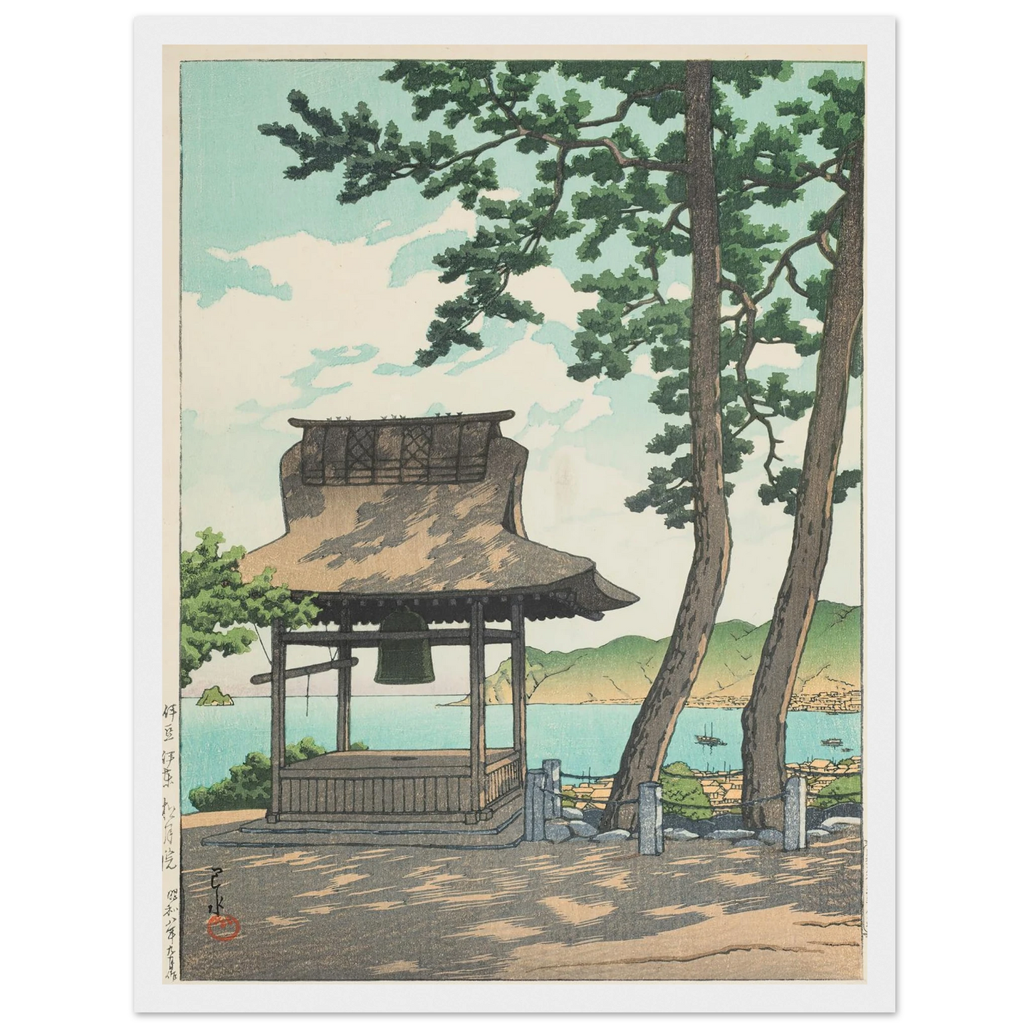 Izu Ito Shugetsuin (Shugetsu Temple in Ito, Izu) (1933) Art Print | Kawase Hasui - Framed Poster - 30x40 cm / 12x16″ - Black frame